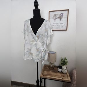 EDDIE BAUER WRAP BLOUSE